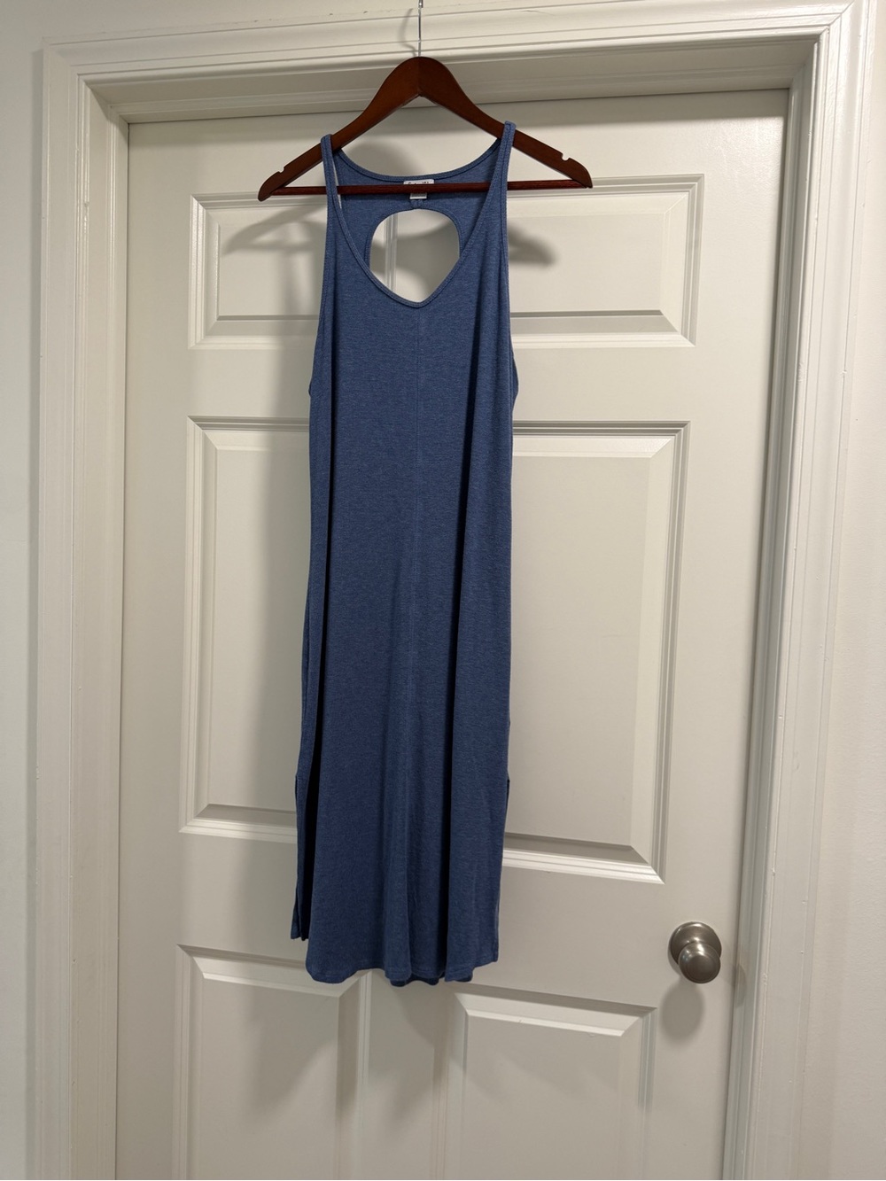 Splendid Dusty Blue Sleeveless Midi Dress open back